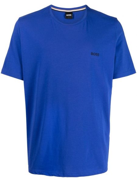 T-shirt mit stickerei mit rundem ausschnitt Boss blau