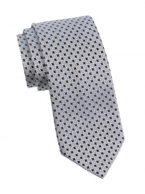 Шелковый галстук с принтом с геометрическим узором Charvet серебряный