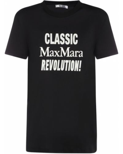 Тениска с принт от джърси Max Mara черно
