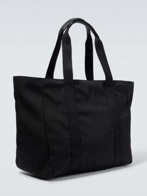 Usnjena nakupovalna torba Giorgio Armani črna