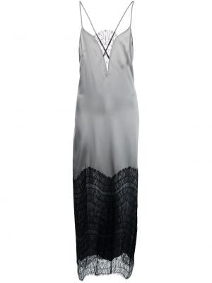 Jedwabne sukienka długa z dekoltem w serek Kiki De Montparnasse - сzarny