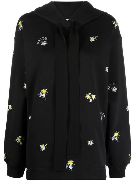 Kapučdžemperis ar ziediem Patou melns