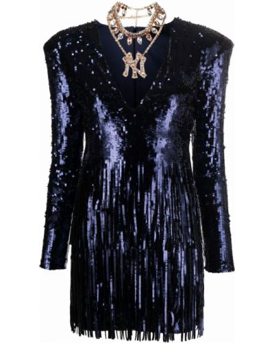 Mini haljina sa šljokicama s v-izrezom Philipp Plein plava