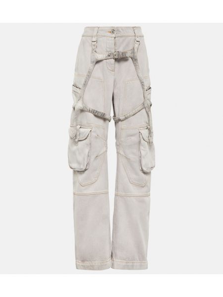 Памучни карго панталони от джърси Off-white бяло