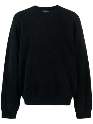 Sweter wełniany filcowy Giorgio Armani niebieski