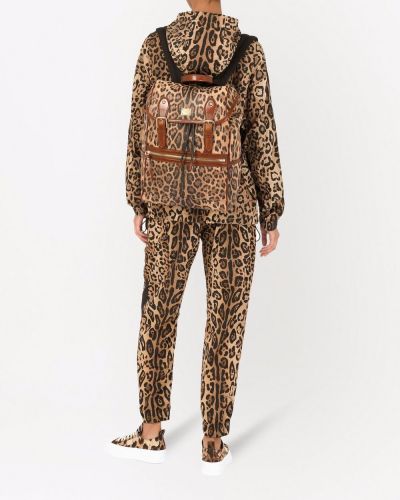 Mochila de cuero con estampado leopardo Dolce & Gabbana