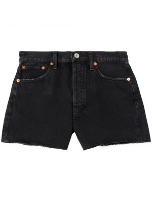 Klasické bavlněné džínové šortky s knoflíky Re/done - černá