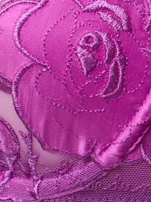 Mežģīņu balconette krūšturis ar izšuvumiem Fleur Du Mal rozā