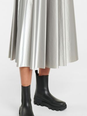 Plisovaná midi sukňa Moncler strieborná