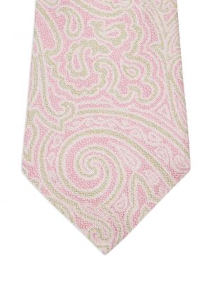 Jedwabny krawat z nadrukiem z wzorem paisley Etro różowy