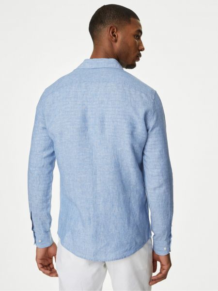 Ľanová košeľa Marks & Spencer modrá