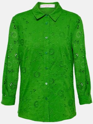 Blusa con bordado de algodón Carolina Herrera verde