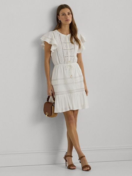 Mini vestido de encaje Lauren Ralph Lauren blanco