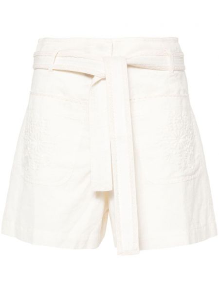 Kratke hlače z vezenjem s cvetličnim vzorcem Pierre-louis Mascia bela
