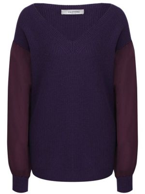 Кашемировый шерстяной пуловер Valentino фиолетовый