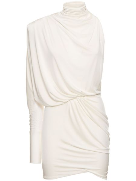 Mini haljina od jersey s draperijom Alexandre Vauthier bijela