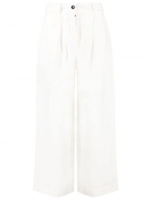 Lněné rovné kalhoty Cawley Studio bílé