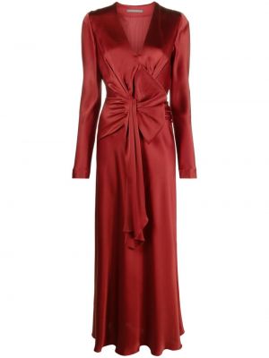 Вечерна рокля с панделка с драперии Alberta Ferretti червено