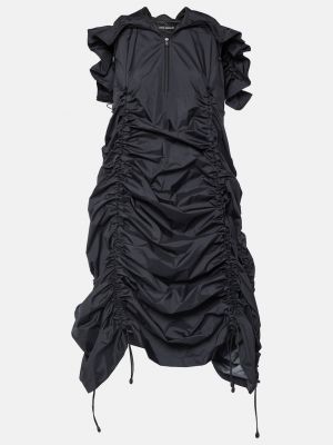 Платье миди из рипстопа со сборками Junya Watanabe черный