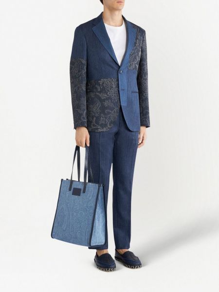 Shopper kabelka s potiskem s paisley potiskem Etro modrá