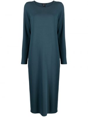 Midi šaty s okrúhlym výstrihom Eileen Fisher modrá