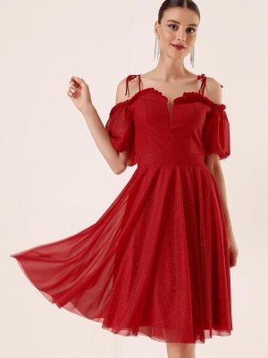 Plisované tylové šaty By Saygı červená