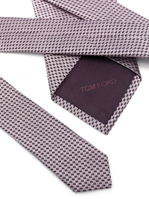 Jedwabny haftowany krawat Tom Ford różowy