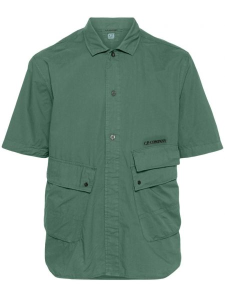 Bombažna srajca z vezenjem C.p. Company zelena