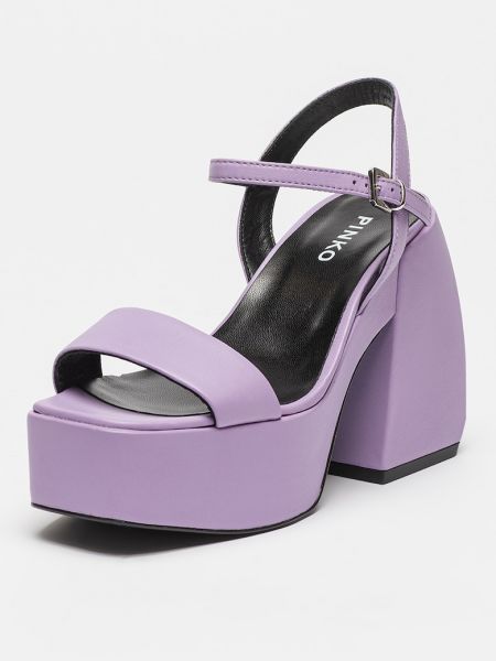 Кожаные босоножки на каблуке на высоком каблуке Pinko фиолетовые