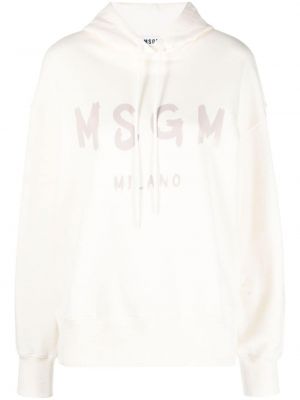 Βαμβακερός φούτερ με κουκούλα με σχέδιο Msgm λευκό