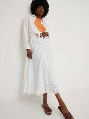 Bavlněné dlouhá sukně Answear Lab bílé