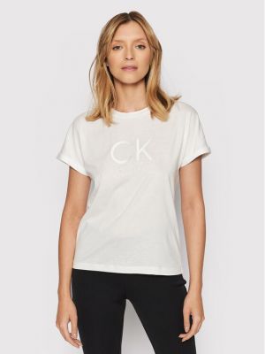 T-shirt brodé large Calvin Klein blanc