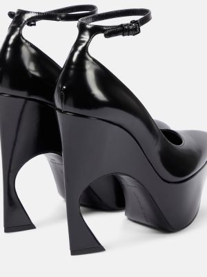 Кожени полуотворени обувки на платформе Victoria Beckham черно