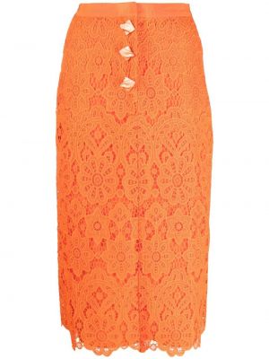 Čipkovaná puzdrová sukňa Self-portrait oranžová