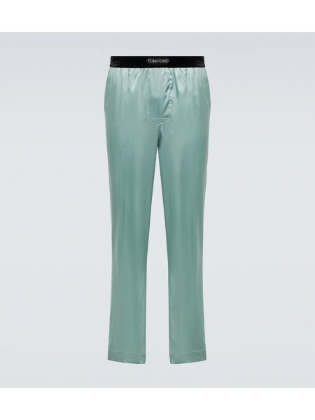 Hedvábné kalhoty Tom Ford zelené