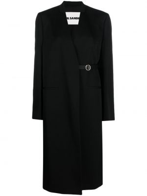 Palton de lână cu decolteu în v Jil Sander negru