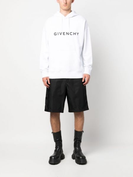 Raštuotas medvilninis džemperis su gobtuvu Givenchy balta