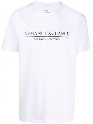 Trykt bomull t-skjorte Armani Exchange hvit