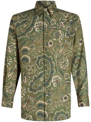 Bavlnená košeľa s potlačou s paisley vzorom Etro zelená