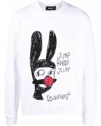 Trykt bomull sweatshirt Dsquared2 hvit