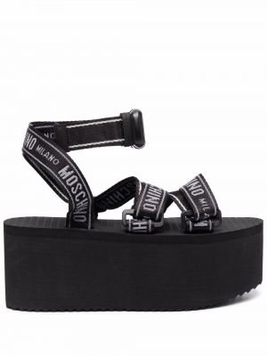 Sandale cu imagine Moschino negru