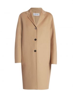 Коричневое шерстяное пальто на пуговицах Loewe