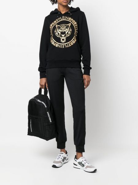 Kapučdžemperis ar apdruku ar tīģera rakstu Plein Sport melns