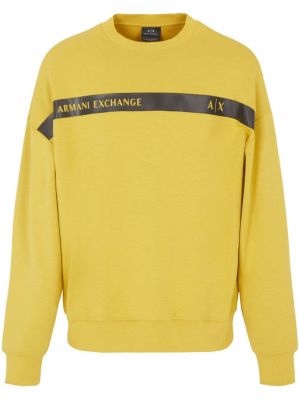 Bavlněný svetr s potiskem Armani Exchange žlutý
