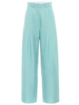 Vlněné kalhoty s vysokým pasem relaxed fit Dodo Bar Or modré