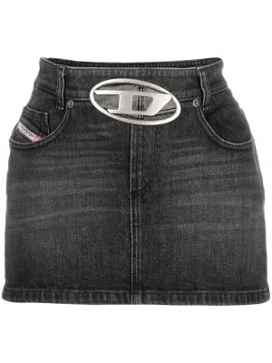 Spódnica jeansowa na sprzączkę Diesel czarna