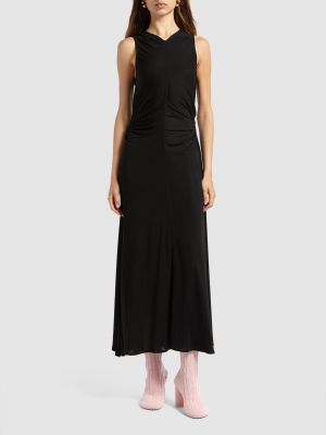 Viskózové dlouhé šaty Bottega Veneta černé