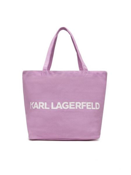 Geantă shopper din bumbac Karl Lagerfeld violet