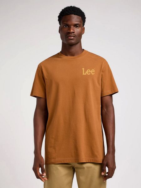 Хлопковая футболка Lee коричневая