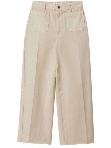 Kalhoty s výšivkou Miu Miu béžové